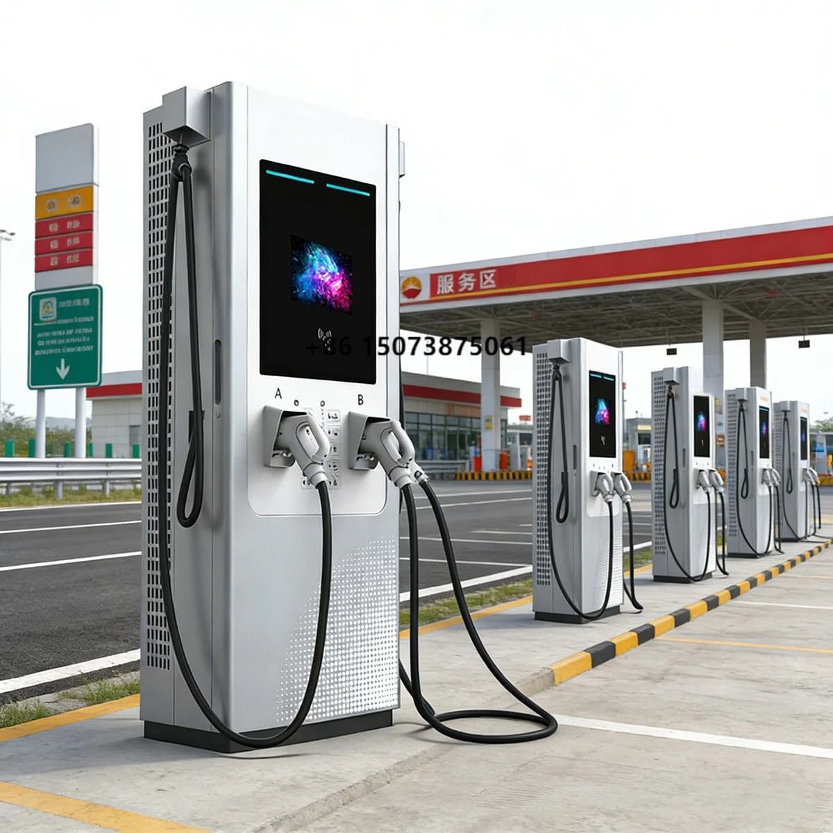 New DC Electric Car Charging Station 60KW 90KW 120KW Commercial IP55 Floor Mounted DC EV Charger With 7 Inch Screen