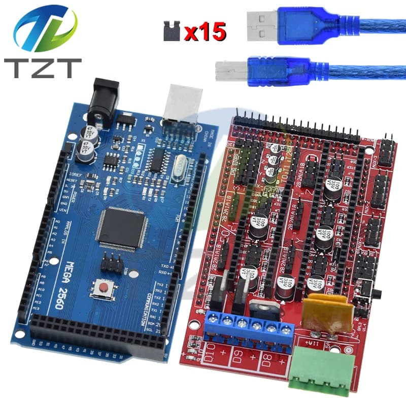 TZT 1/3pack Mega 2560 R3 Mega2560 REV3 + RAMPS 1.4 Controller for Arduino 3D Printer arduino kit Reprap MendelPrusa