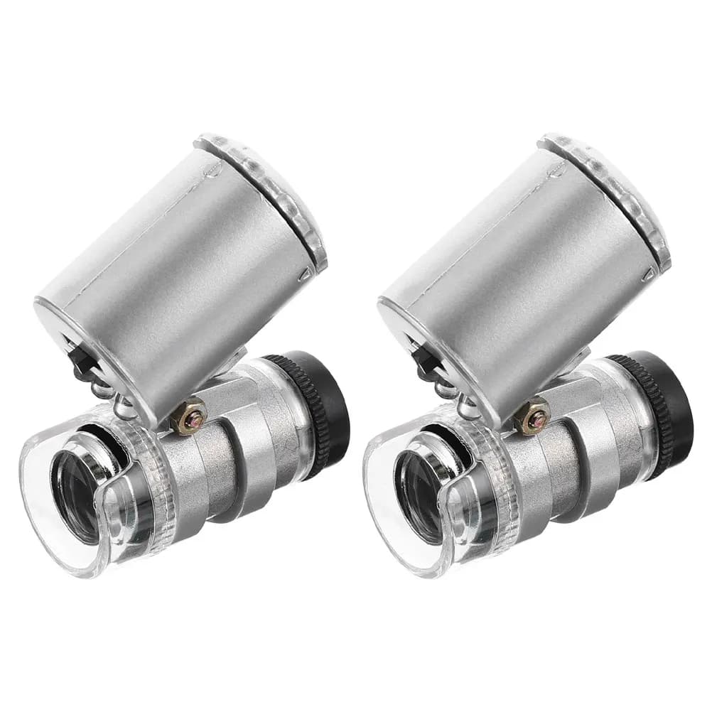2 Pezzi Microscopi Portatili per Ispezione Gioielli, Mini Lente d'Ingrandimento 60X con Luce LED, Dispositivo per Rilevamento Valuta per Collezionisti
