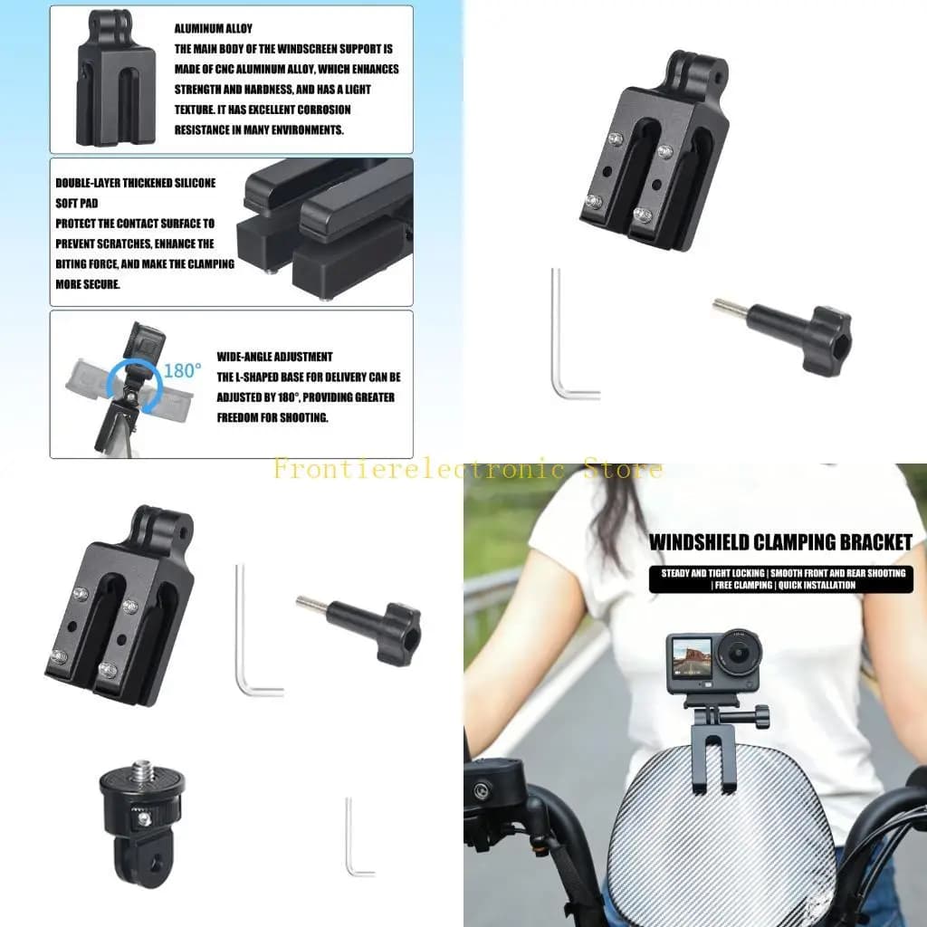 G8DB 360 Degree Rotatable Motorcycle Action Camera Holder Aluminum Clamp Replacement for Action 5/Action 6/Pocket 3 Camera
