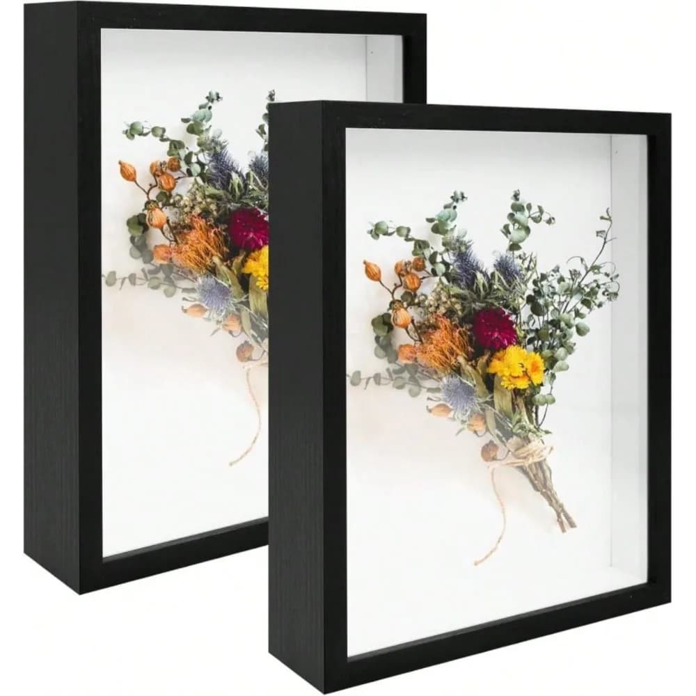 Pack of 2 Frames Shadow Box 8.5"X 11" in Wood, Perfume Boxes for Exhibition, Secchi Flowers Frames, Photos, Craftsmanship