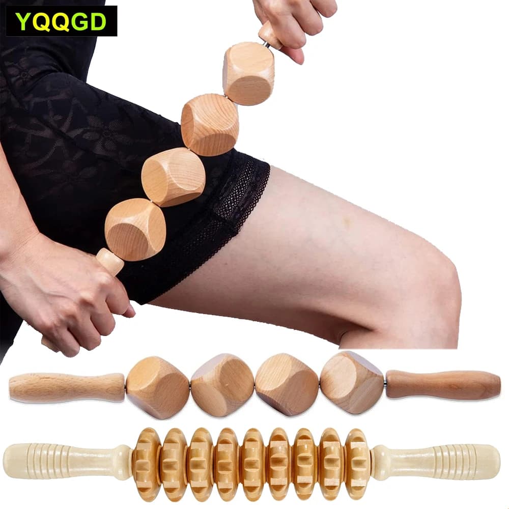 1Pc rullo per massaggio in legno, rullo per corpo cubo per Cellulite, rullo per Cellulite dadi per alleviare il dolore, strumento per massaggio in legno per Cellulite