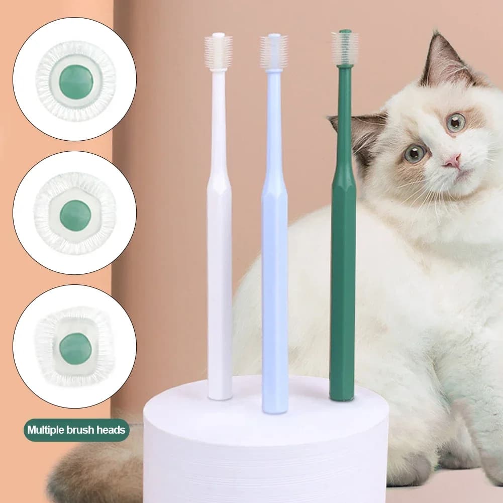 Spazzolino da denti per gatti per animali domestici Setole in nylon super morbido Spazzolino da denti Pulizia orale a 360 gradi e viso di gatto Pulizia dei punti neri Spazzola per l'acne del gatto