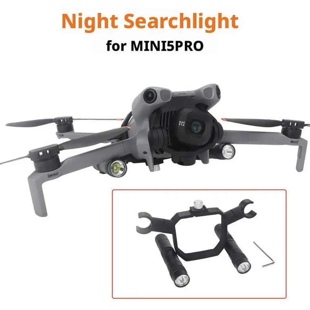 Luce per volo notturno per DJI Mini 5 Pro, faro di ricerca, luce di riempimento, staffa e accessorio luce LED a doppio uso per visione notturna