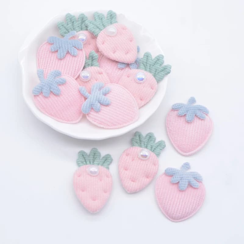 20Pcs Small Strawberry Carrot Padded Applique for DIY Hair Clip Accessories Decor Patches Handmade Clothes Hat Sewing Supplies