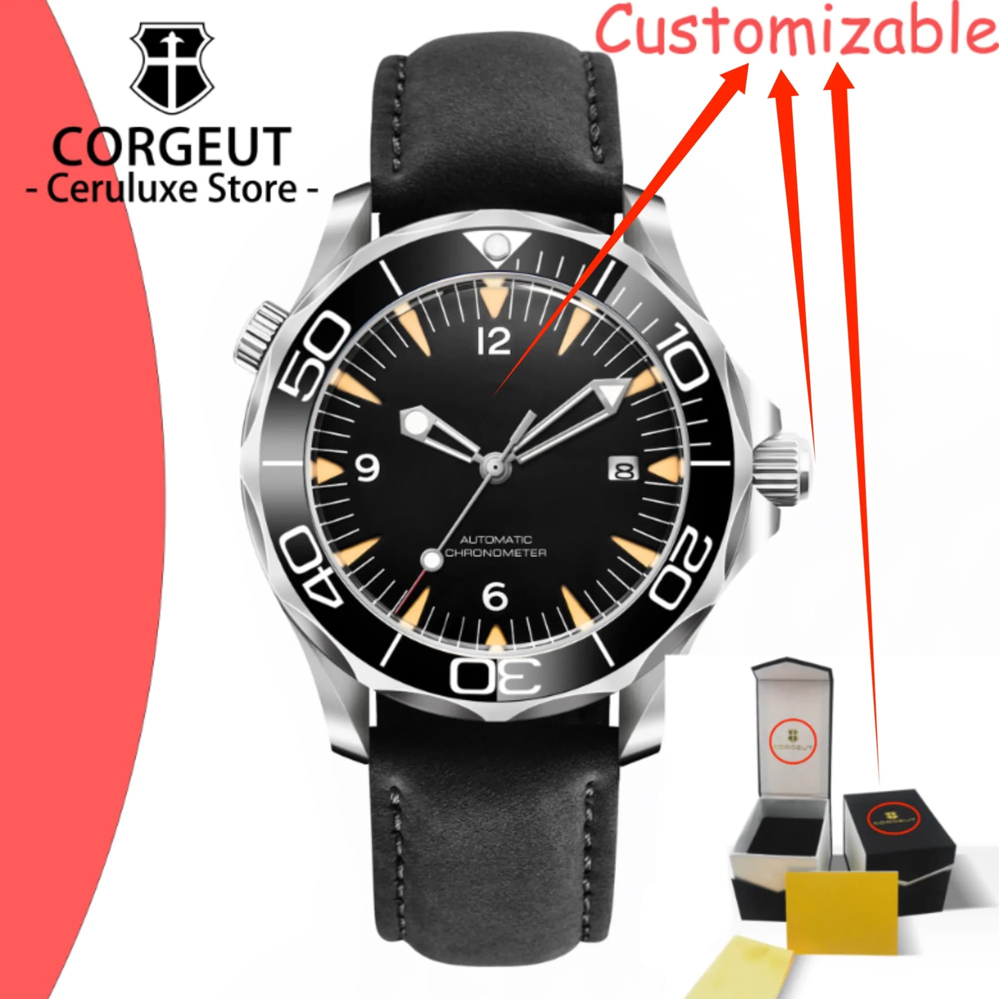 CUSTOM Logo Sapphire Glass Automatic Mechanical Watches Japan 8215 Stainless Steel Reloj Hombre Waterproof NEW Diver Watches