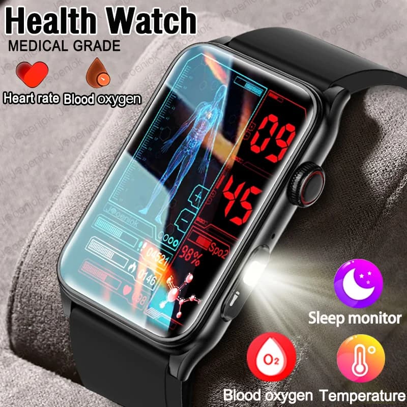 2025 New Smart Watch for Men ECG + PPG Blood Pressure Oxygen Health monitor Sports Fitness AI Vocie BT Call Torch Smartwatch
