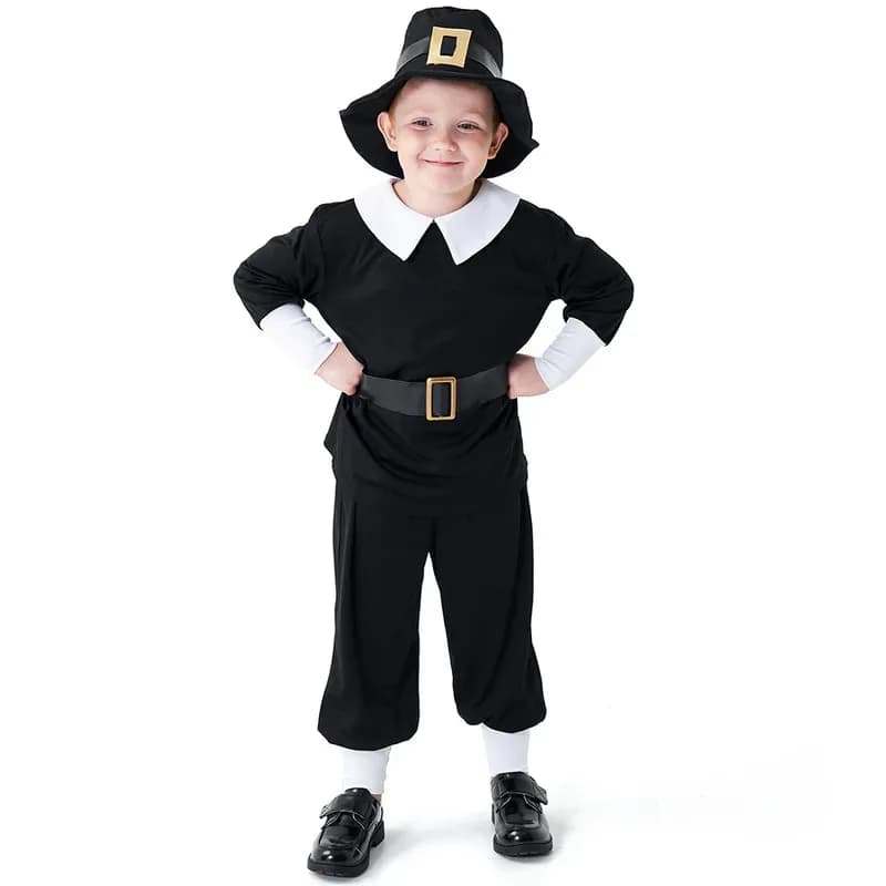 Umorden Bambino Bambini Colonial Peregrino Ragazzo Costume Ringraziamento Settimana del Libro Fancy Dress