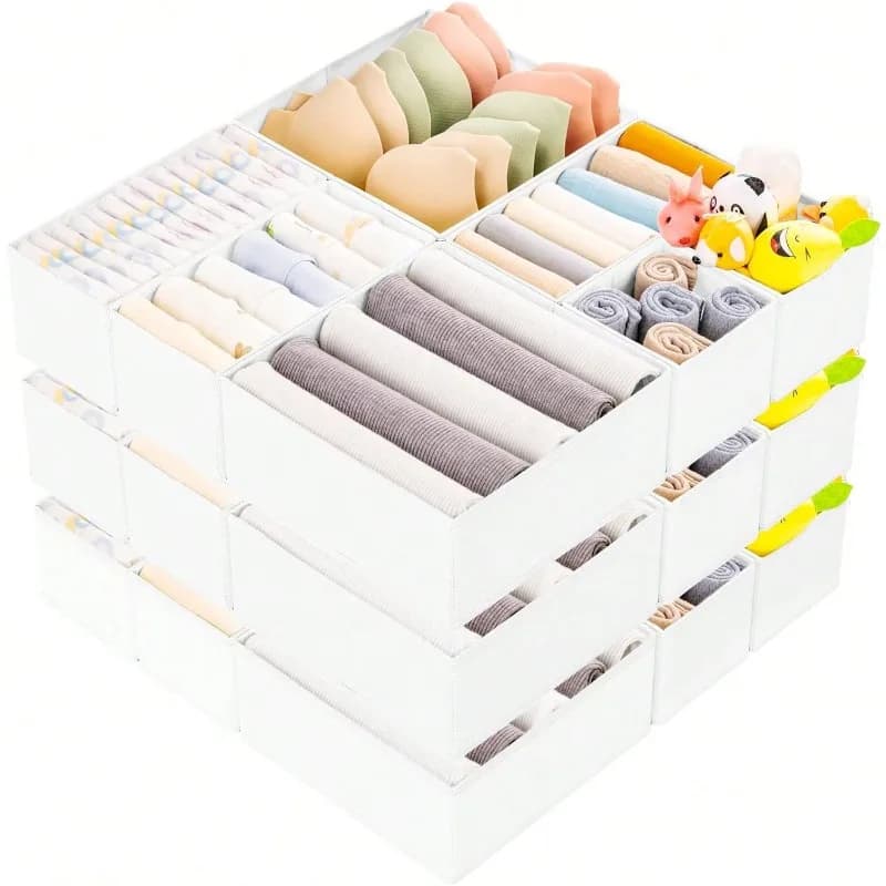 15PCS Drawer Organizer Clothes - Foldable Baby Organizers And Storage & Closet Organizers For Bedroom, Closet - Nursery Organization Dresser Dividers For Underwear, Sock,Bra, Belt, Tie