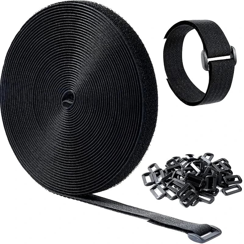 Nastro di fissaggio a gancio e anello con fibbie in plastica Cinghie per cavi regolabili Fascette di fissaggio in nylon a lunghezza di taglio libero
