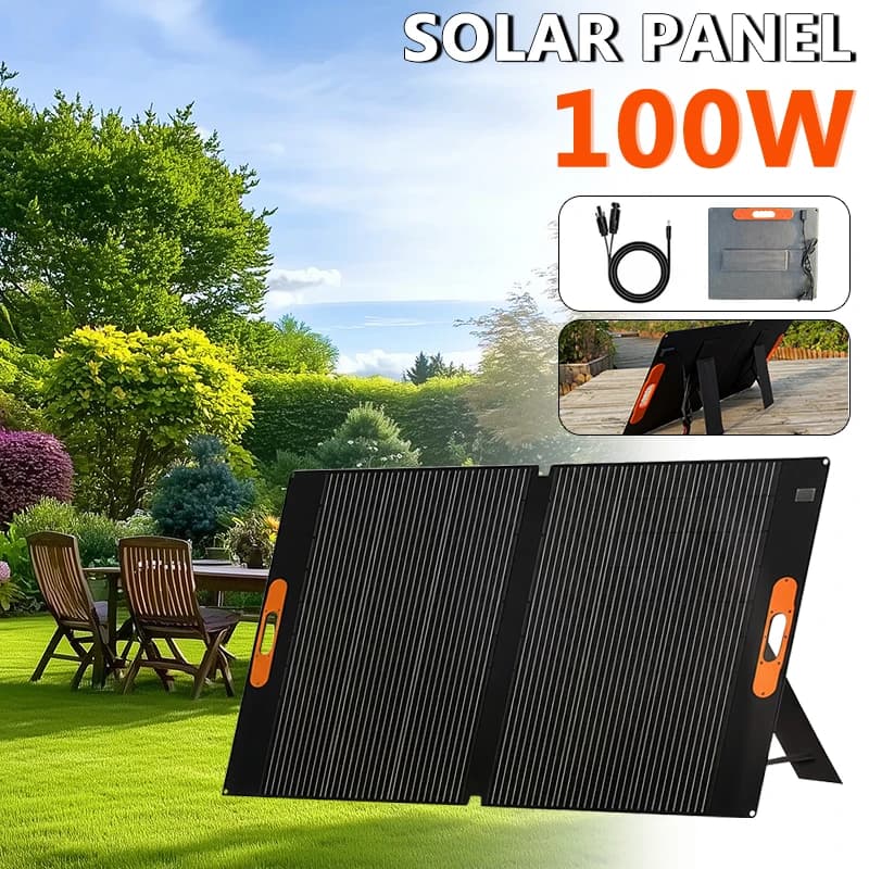Pannello Solare Pieghevole 18V 100W, Caricatore Solare Portatile per Alimentazione Laptop, Generatore Solare, Pesca, Campeggio, Caricatore Solare per Auto