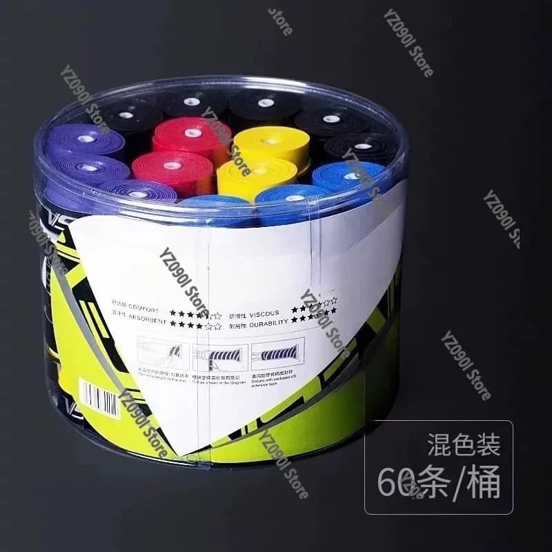 Overgrip Anti-slip for Badminton and Tennis Rackets, Ultra-Slim Grip Sticker, 60 Pieces