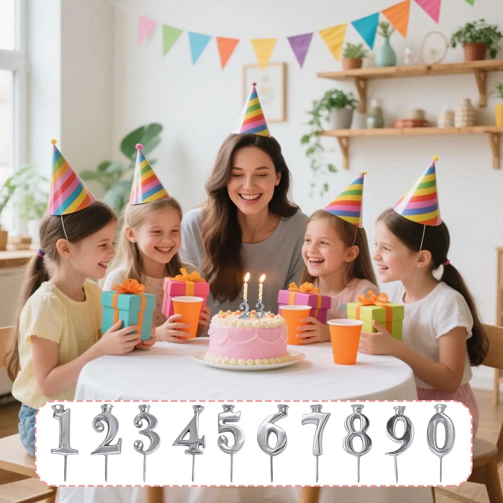 Stainless steel reusable birthday candle holder, candle holder with cake number, for children, adults, boys, girls, men