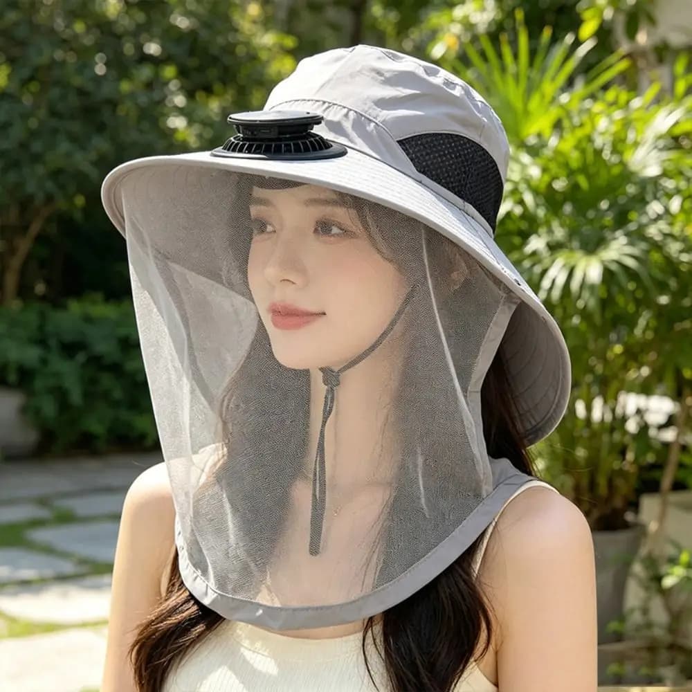With Net Mesh Mosquito Head Net Hat UV Protection Foldable Wide Brim Sun Cap 3 Speeds Quick-Drying Fishing Bucket Hat Camping