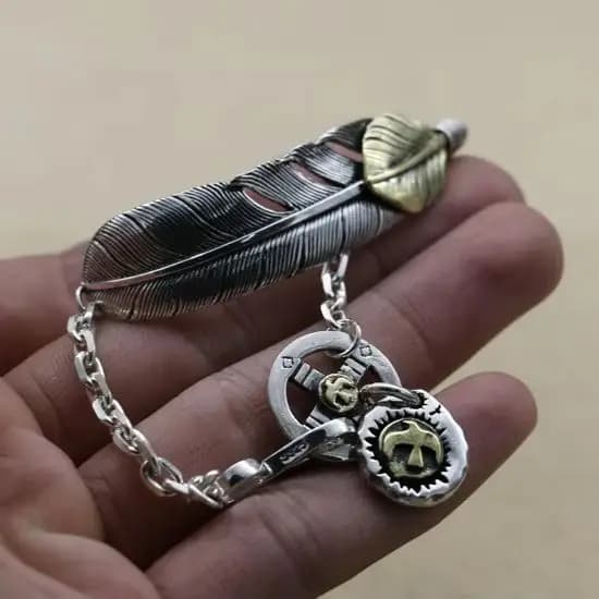 Bracciale in Argento Sterling S925 con Design Creativo in Stile Thailandese, Accessorio Personalizzato da Uomo di Tendenza