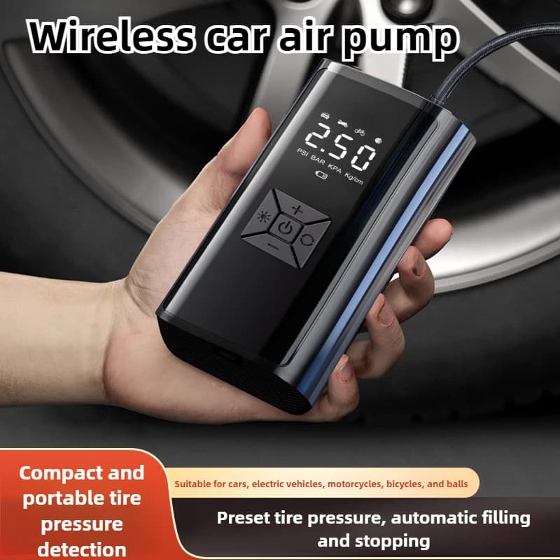 Compressore d'aria portatile wireless Gonfiatore elettrico per pneumatici 150PSI con display LCD digitale a luce LED per pompa d'aria veloce per bicicletta per auto