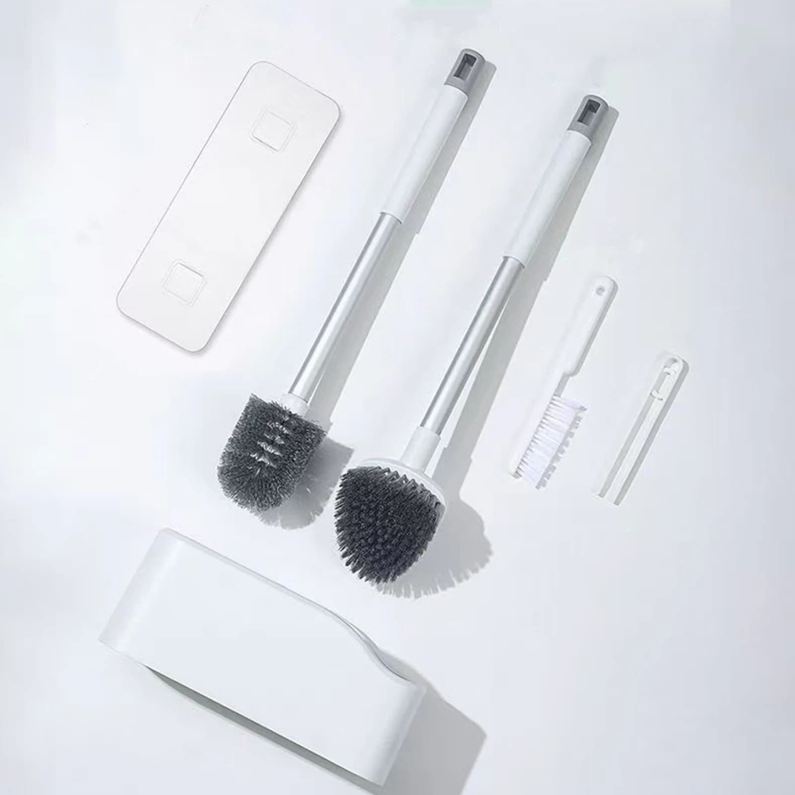 Kit Spazzola per WC 4 in 1 da Parete con Supporto, Accessori per Bagno e Camper, per Pulizia Profonda