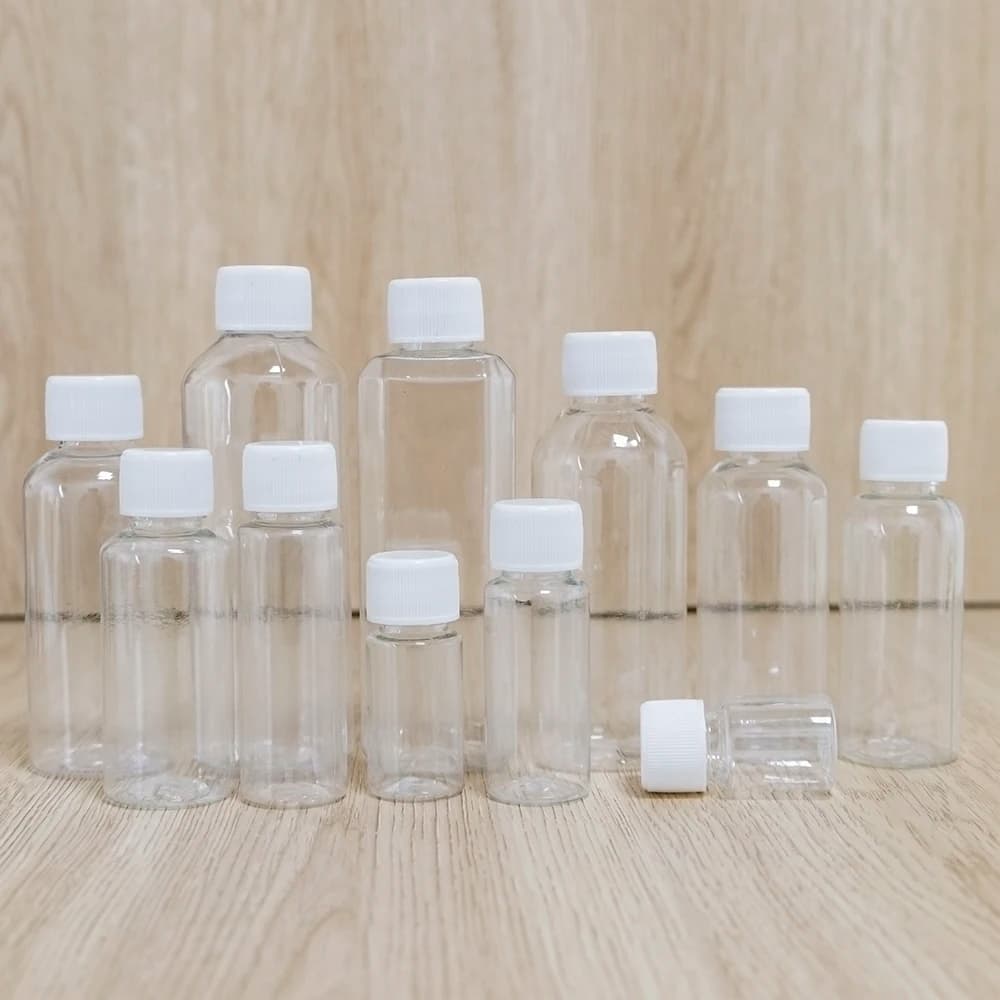 100 pz 5ml 10ml 20ml 30ml 50ml 80ml 100ml bottiglie riutilizzabili PET trasparente bottiglie di tenuta vuote contenitori per campioni tappo a vite in plastica