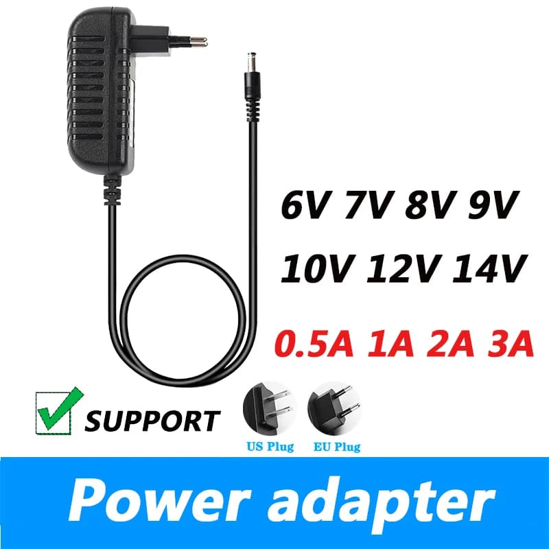 AC 100-240V DC 6V 7V 8V 9V 10V 12V 14V 0.5A 1A 2A 3A Adattatore di alimentazione universale Adattatore per caricabatterie Eu Us per strisce luminose a LED