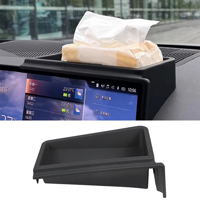 For BMW 5 Series G60 2024 Car Center Console Navigation Screen Rear Storage Box Dash Organizer Tray Black Interior Accessories