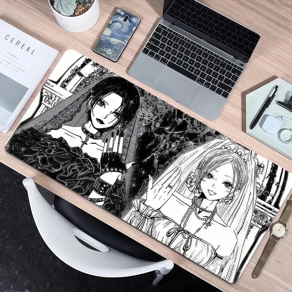 Tappetino per mouse classico in stile manga anime, vintage e accattivante, n-NANA, antiscivolo, con bordi rinforzati, spesso, per desktop, gaming, ufficio, studenti