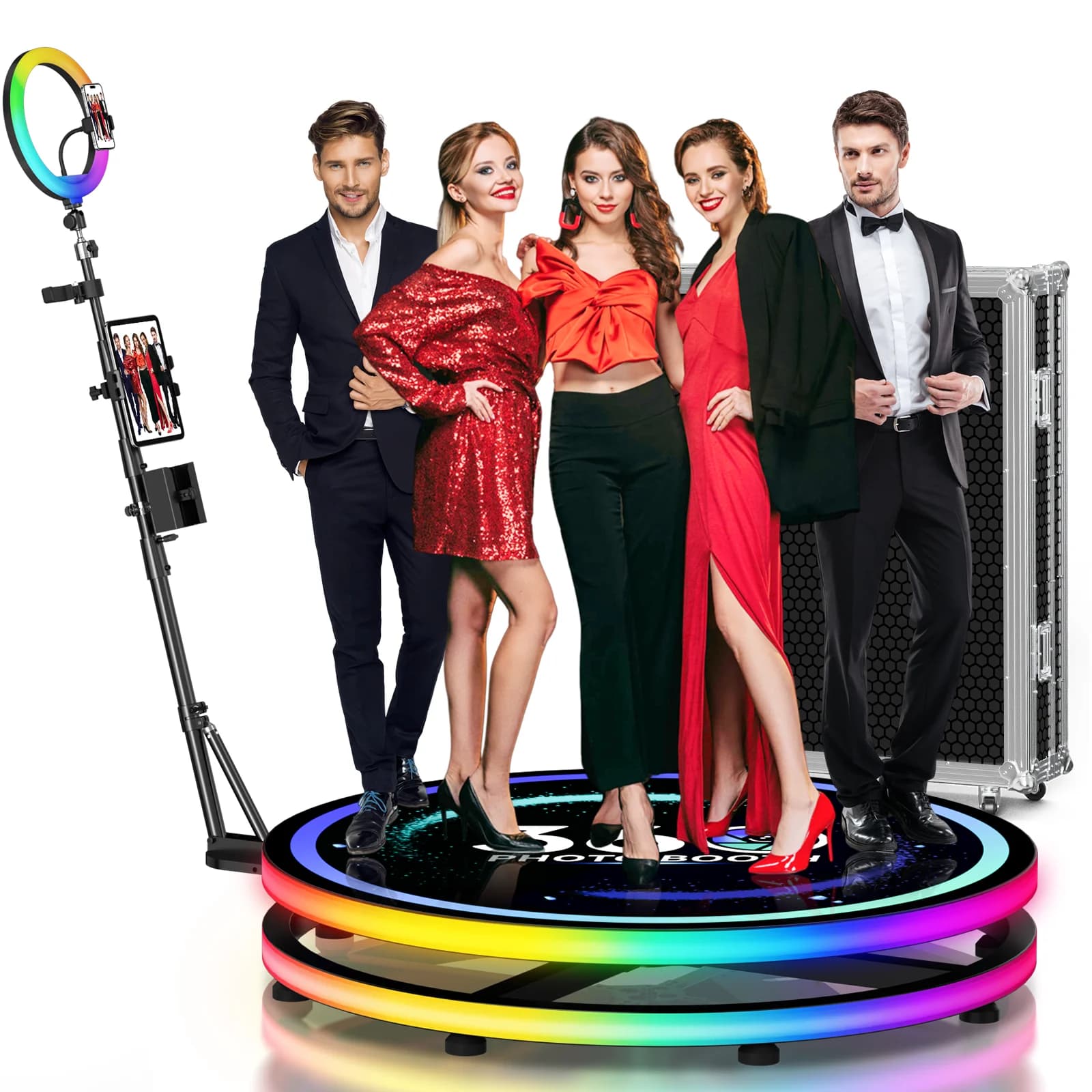 Anello Luminoso Rotante a 360° per Photo Booth, Macchina Selfie per Photobooth, Spedizione Veloce da Magazzino USA per Feste e Matrimoni, Controllo Remoto tramite APP