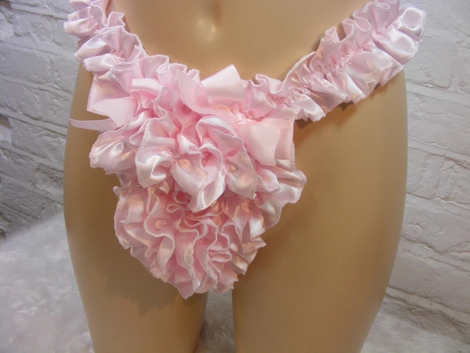 Perizoma intimo da uomo con perizoma intimo sexy in raso bianco con volant in pizzo francese per adulti unisex