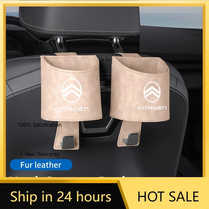 Portabicchieri da auto 2026 di tendenza con gancio e tasca portaoggetti per sedile posteriore, compatibile con Citroen C4 C3 C5 C1 C2 C-Elysee