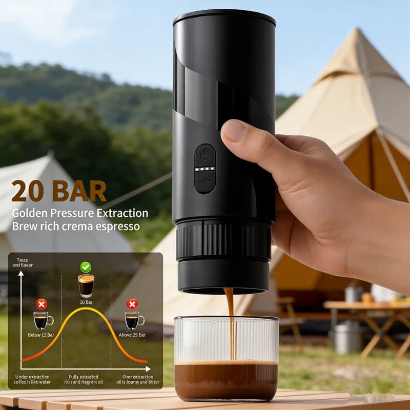 20 BAR portable electric coffee maker Capsules Grinder 2 in 1 travel coffee maker for car and outdoor camping house
