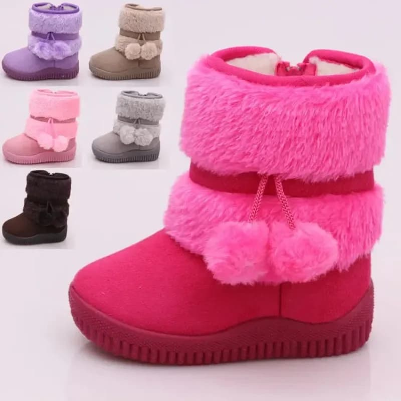 Kids winter thick fleece snow boots Boys Outdoor shoes in non-slip warm cotton Girl Boots in cotton with thick sole Cotton boots