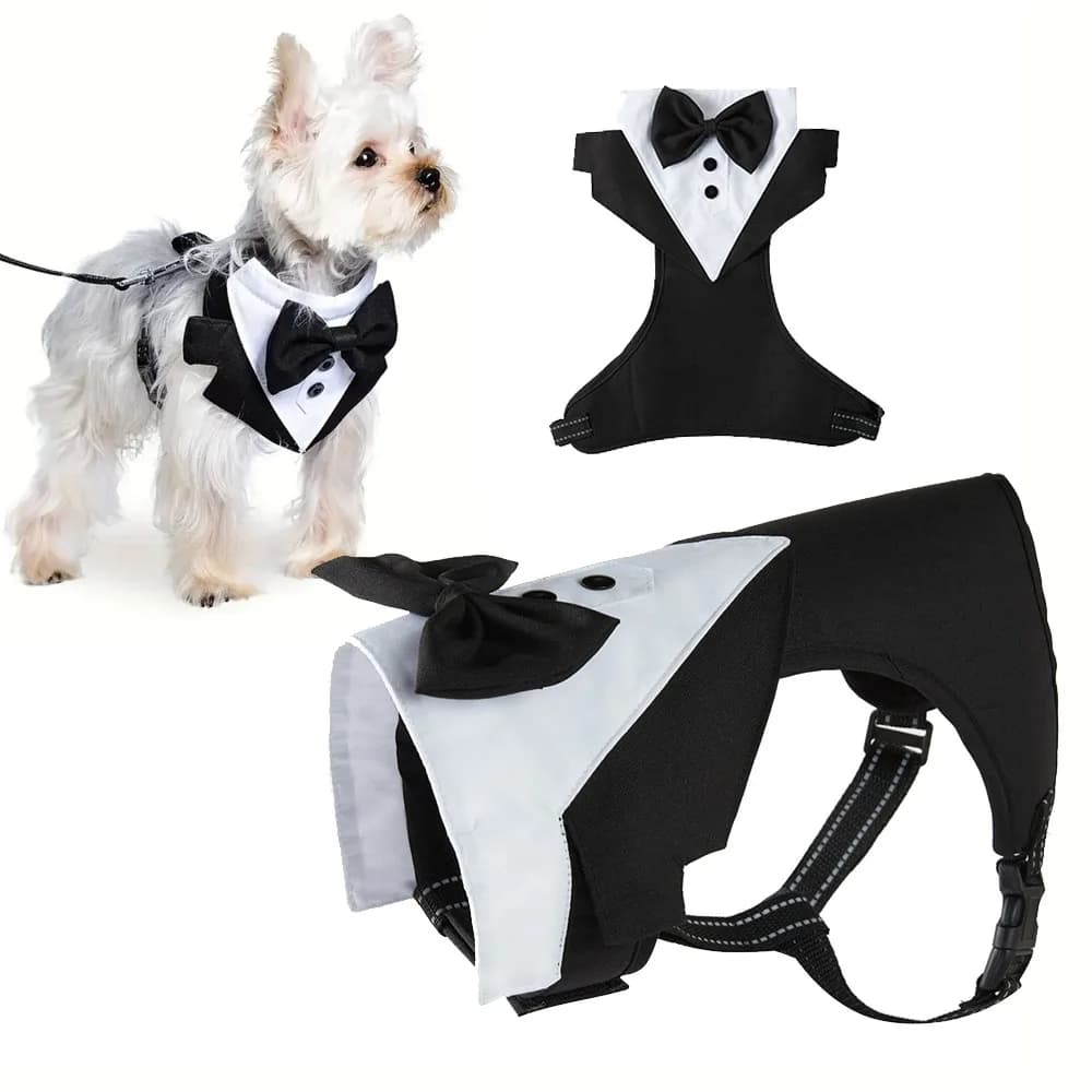2026Female Dog Tuxedo Harness Dog Tuxedo Costume Vest Harness for French Bulldog Pet Party Wedding Suit for Large Dogs
