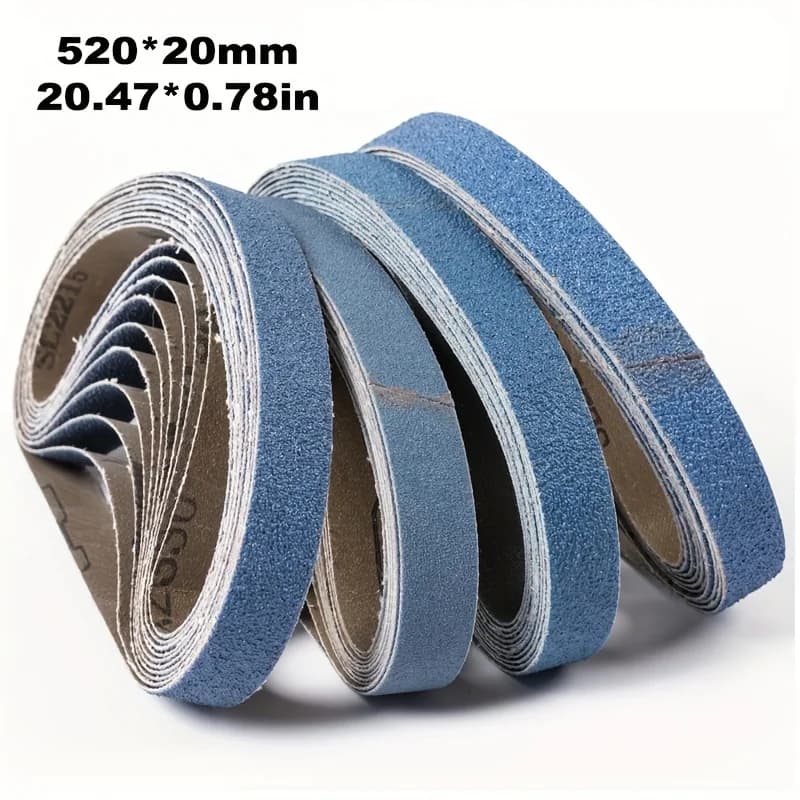 10/20 pieces abrasive tape, 20 x 520 mm, 40/60/80/120 grains, zirconium cork for wood, metal, stainless steel, automotive and fu