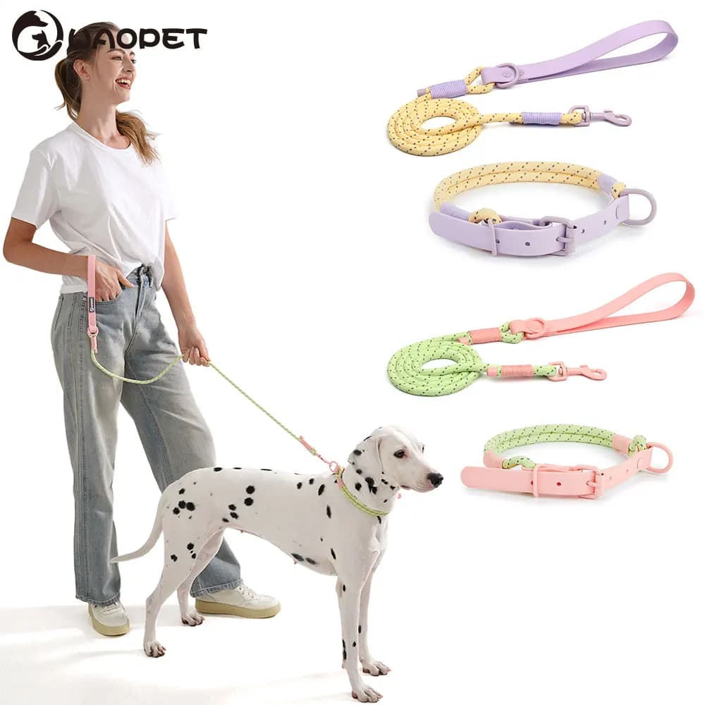 Guinzaglio per cani carino Colori chiari alla moda Blu e rosa per piccolo vestito medio Guinzaglio per collare per animali domestici con design intrecciato Nuovi arrivi 2026