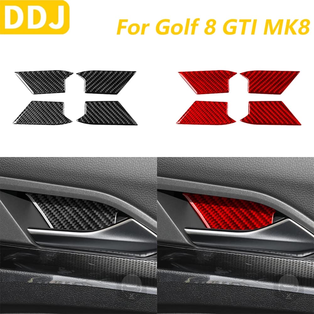 For Volkswagen Golf 8 GTI MK8 2021-2023 In Carbon Fiber Interior Door Handle Bowl Panel Decorative Cover Panel Accessories Auto Adhesive