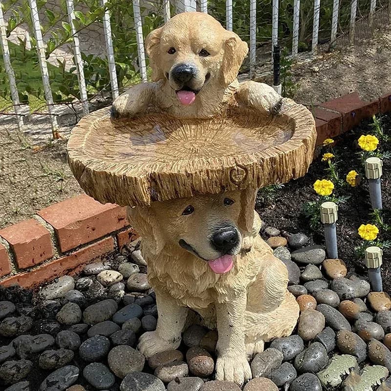 1PC giardino statue per cani resina vassoio per l'alimentazione degli uccelli Home Yard sculture di animali ornamenti decorazione del giardino decorazione esterna