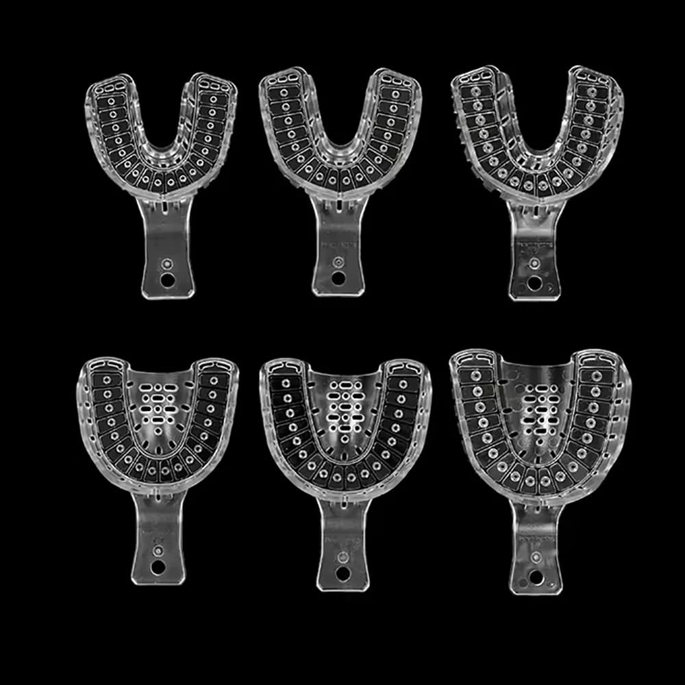 Set di 6 Portaimpronte Dentali S/M/L in Plastica Resistente alle Alte Temperature, Strumenti per Dentisti