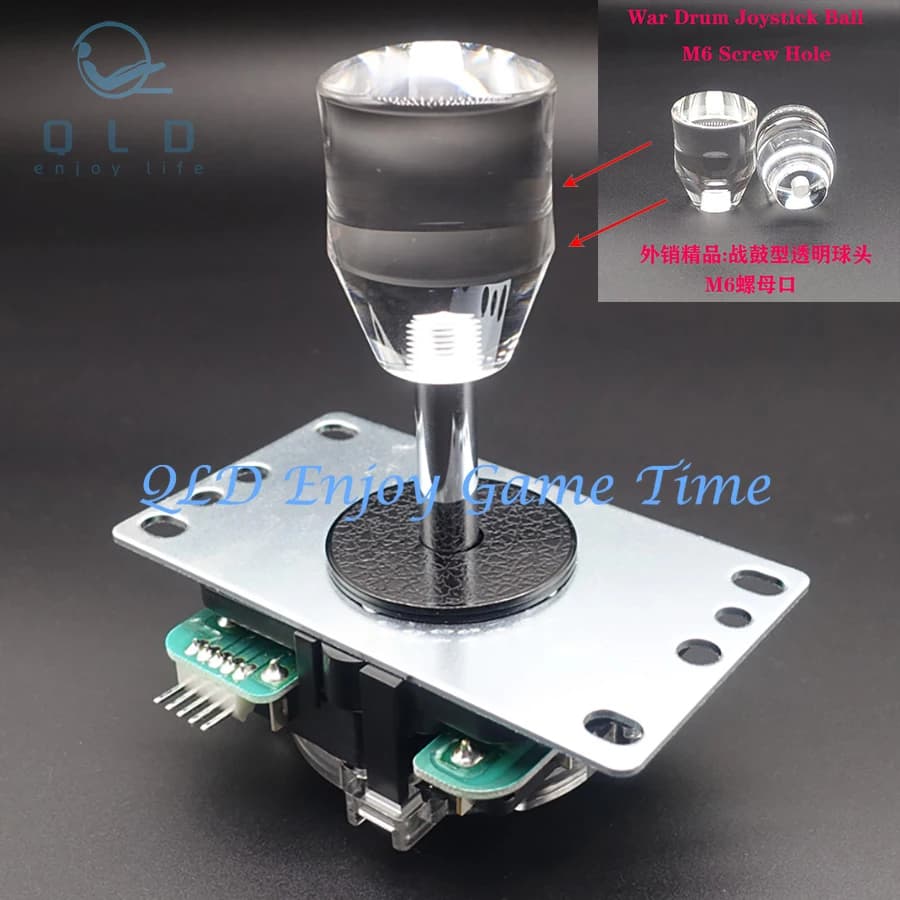 2 pezzi Arcade Stick War Drum Shape Ball Top, cristallo trasparente, foro per vite M6, macchina da gioco arcade parti di topball joystick da combattimento fai da te