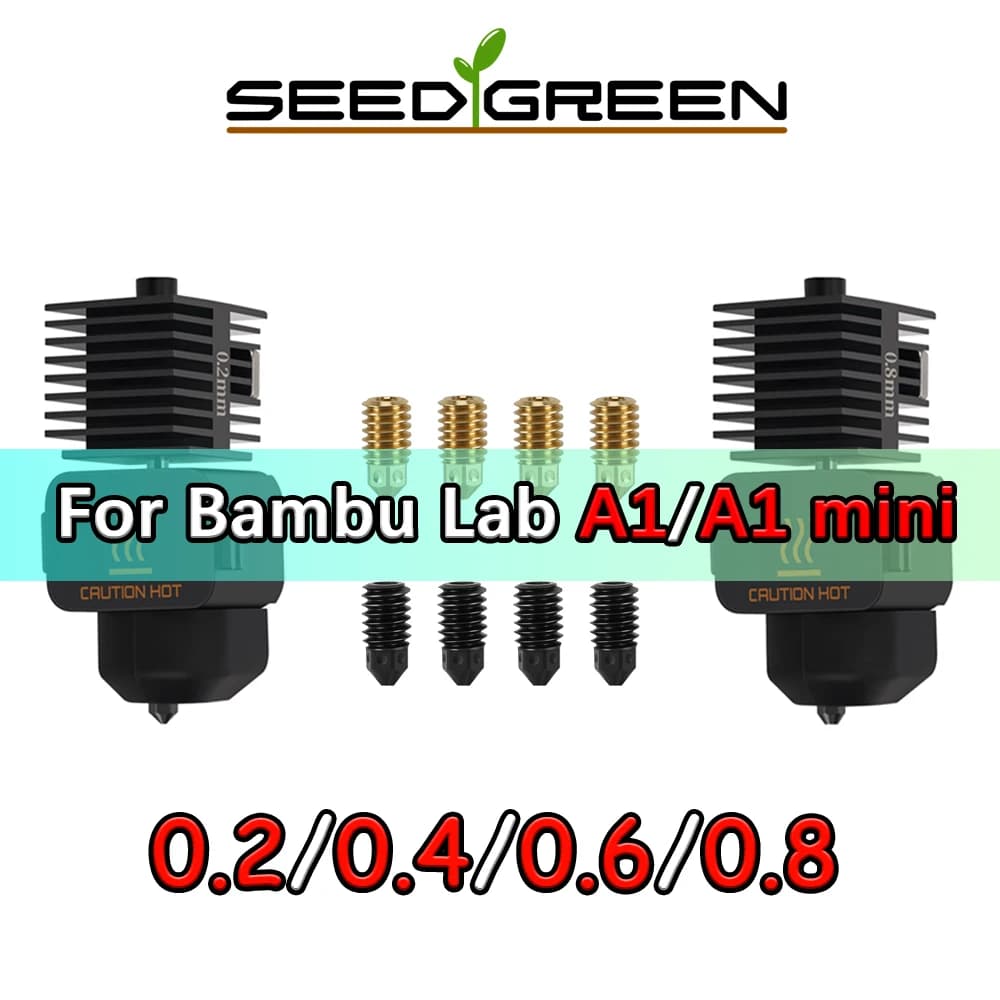 Hotend For Bambu Lab A1 Mini Assembly Hotend Kit 0.2 0.4 0.6 0.8MM Replaceable for 3D printer Bamboo Lab A1/A1 mini
