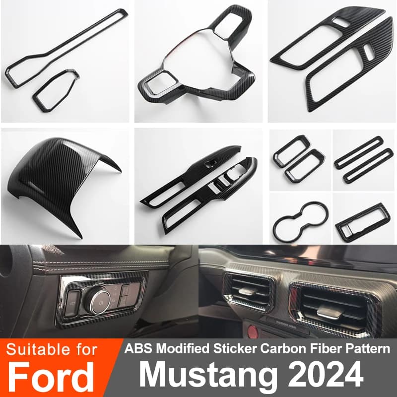 Per Ford Mustang 2024 Adesivi protettivi per la decorazione di interni dell'auto Adesivi in plastica ABS Accessori per la modifica del volante