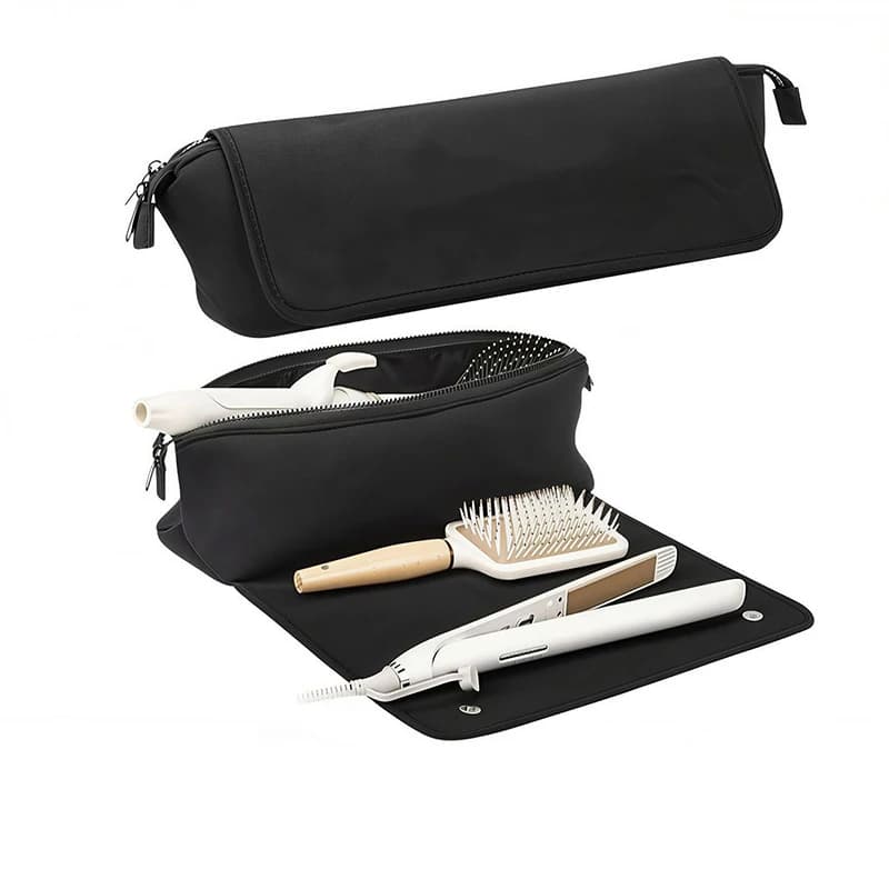 Travel Essential Storage Bag: Black Hair Care Tools Travel Bag, Curling Iron and Straightener Tools Storage Bag