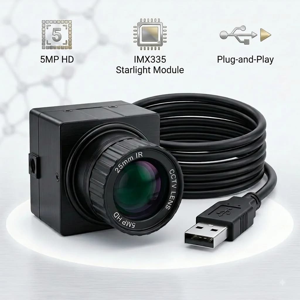 Industrial 5MP IMX335 1080P USB Camera UVC Webcam OTG Plug Play Driverless 2.8/4/6/8/12/16/25mm Lens for Machine Vision