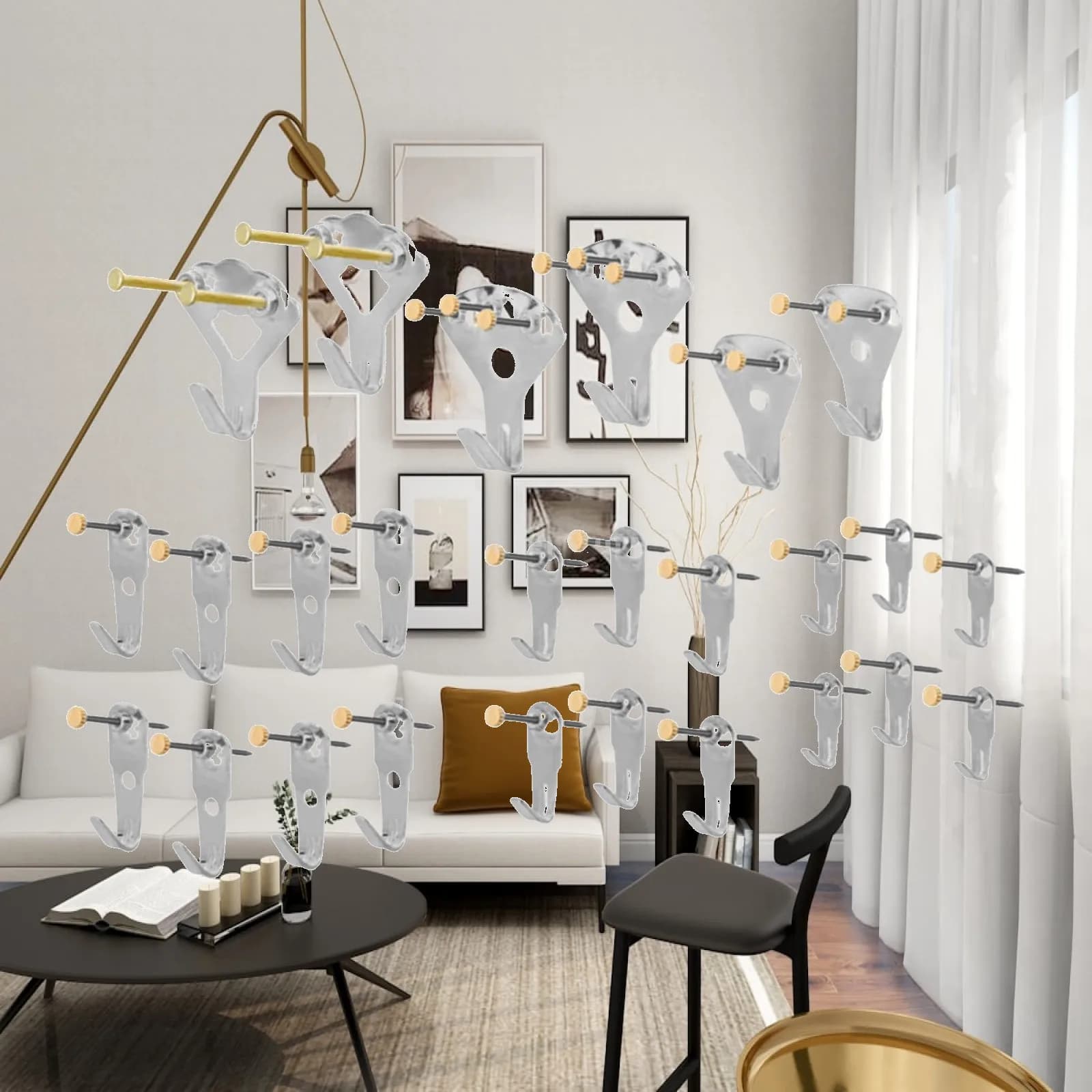 Metal Picture Hangers Wall Hanging Hooks Kit for Drywall Photo Frames Exhibition Painting Home