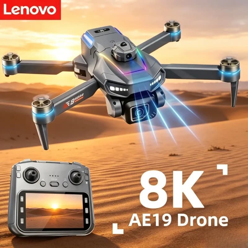 Drone Quadricottero Lenovo AE19 per Bambini, Regalo Giocattolo, Telecamera Doppia 8K Professionale 4K HD, Evitamento Ostacoli a 360°, Telecomando Brushless
