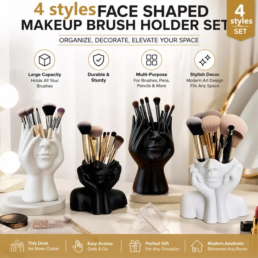 Human Body Art Desktop Storage Organizer 1PC, Plastic Pen & Makeup Brush Holder, 2 Styles Colors Available for Office Household