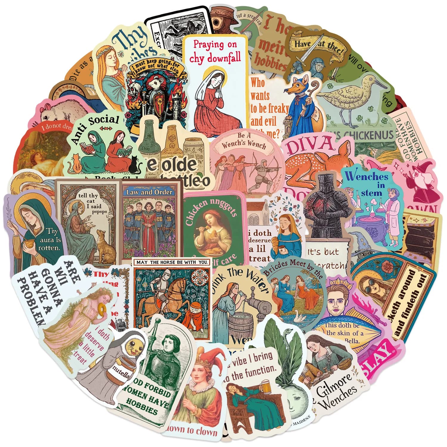 50-Pack Abstract Medieval Graffiti Stickers Waterproof Decals for Phone Guitar Notebook Luggage Stationery DIY Art