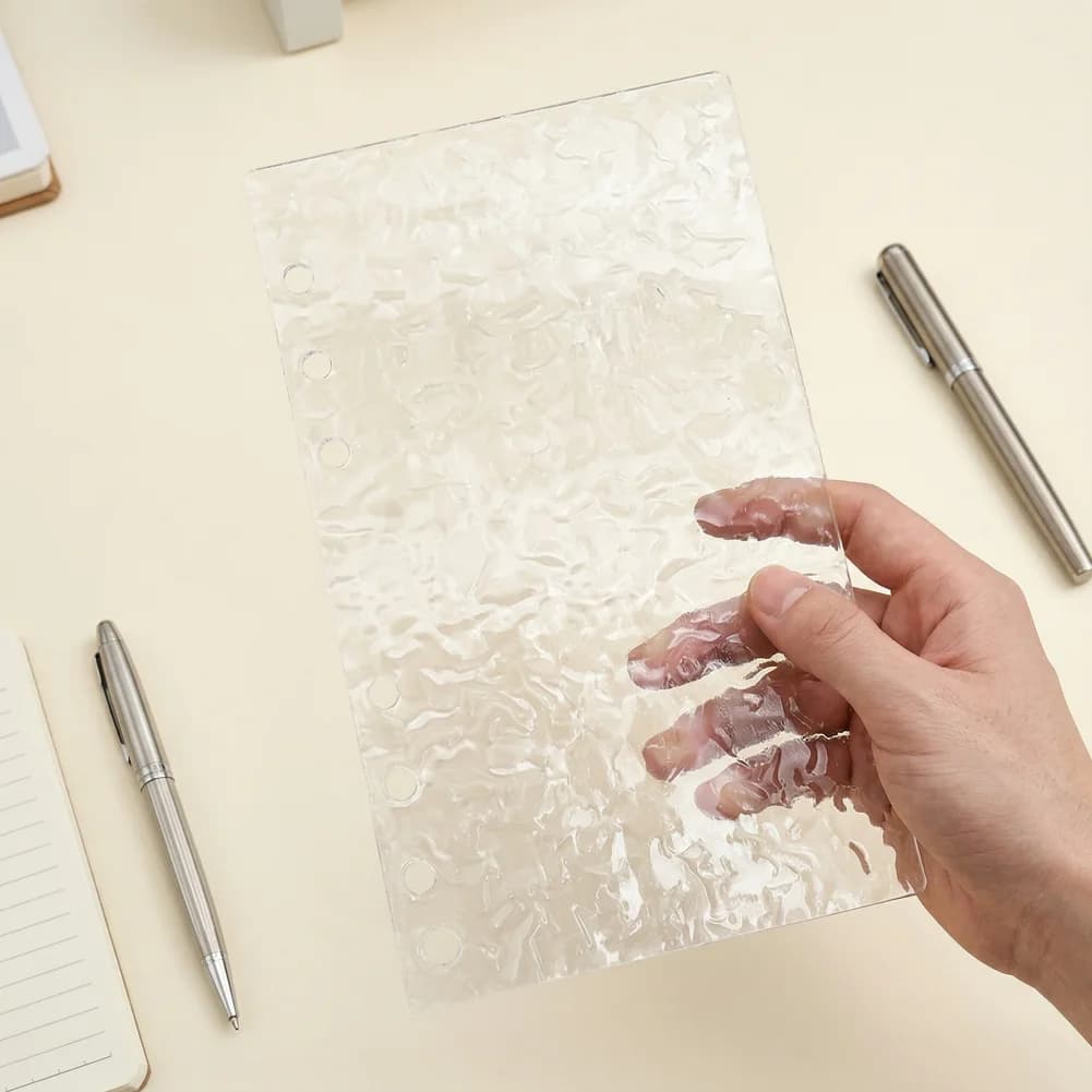Copertina Protettiva per Agenda A5, Copertina in Acrilico per Planner A5, Raccoglitore Minimalista a 6 Anelli, Copertina Trasparente per Quaderno a Fogli Mobili per Ufficio