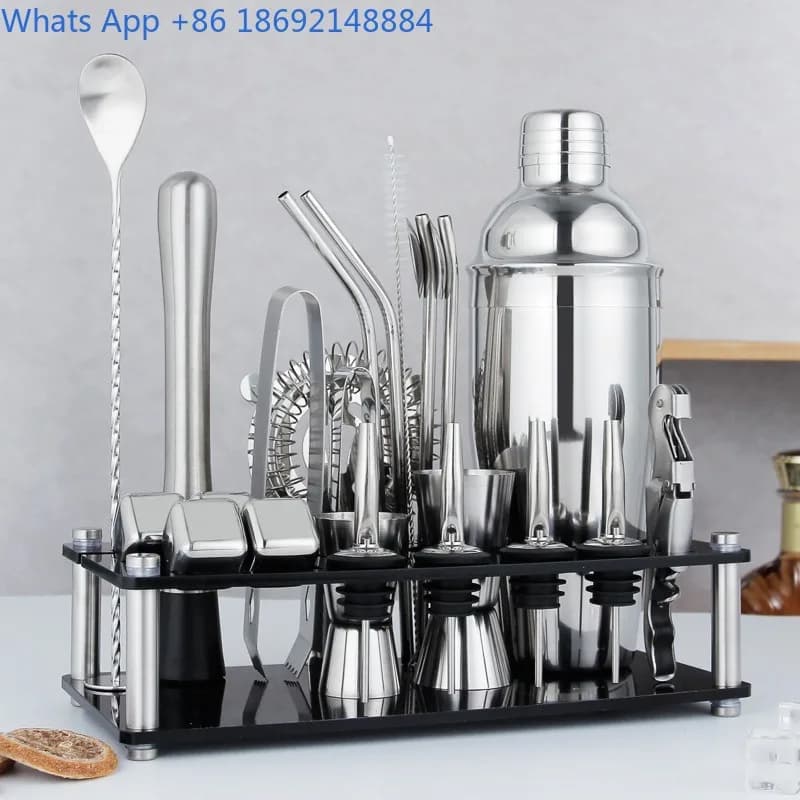 Set di shaker acrilico per cubetti di ghiaccio per baristi, strumenti completi per cocktail, set di miscelatori in acciaio inossidabile
