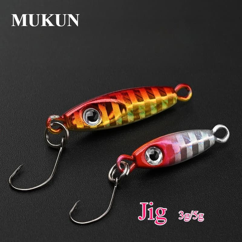 MUKUN 5 pcs Small Fishing Recalling Masks 3g 6g Metal Jigging Micro Skull Trout Artificial bait Duration Fishing Equipment