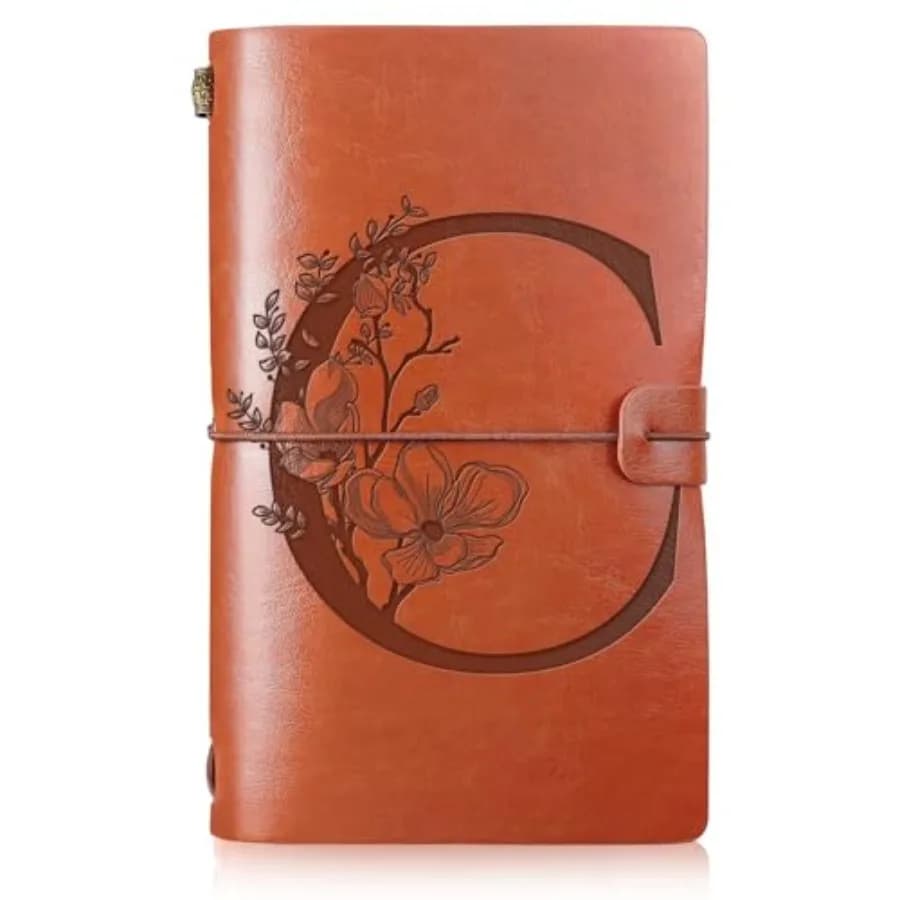 Initial Leather Travel Journal Monogrammed Notebook Appreciation Gifts Refillable Personalized Diary Writing Notepad for Women