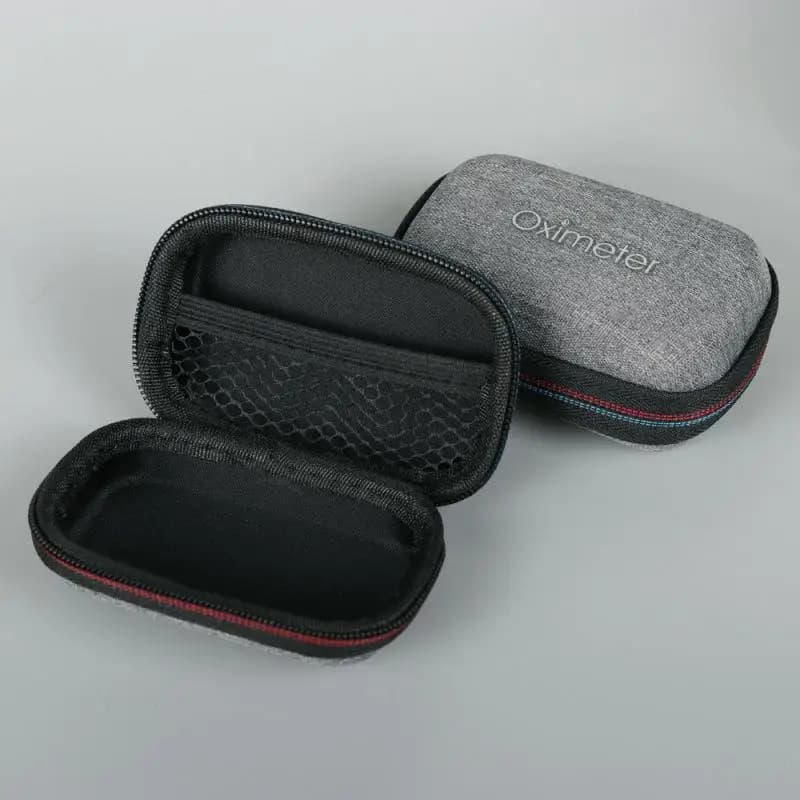 NEW Protective EVA Case for Fingertip Pulse Oximeter Zipper Pouch Reinforced Shell for SpO2 Monitor Lanyard Home Travel Storage